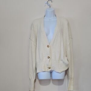 Elegant Cream Button-Up Women's Cardigan